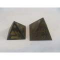 PYRAMIDS !! Vintage Lot of Two Graduating Composite Pyramid Ornaments - Brass Decorated