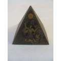 PYRAMIDS !! Vintage Lot of Two Graduating Composite Pyramid Ornaments - Brass Decorated
