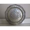 BACCHUS !! Rare Antique English Pewter Plate with Grand Baroque Patterning