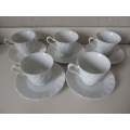 YORKSHIRE !! Vintage Lot/Part Set of 5 Identical Japanese Fine Porcelain Tea Duos