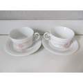 HUGUENOT !! Vintage Lot of Two Identical Porcelain Huguenot Royale Tea Duos