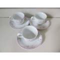 ROYAL !! Vintage Lot of Three Identical Fine Porcelain Thai Royal Porcelain Tea Duos