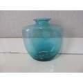 CERULEAN !! Vintage Cerulean Blue Glass Decorative Vase with Flared Rim