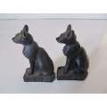 BASTET !! Rare Vintage Lot/Set of Two Egyptain Resin Cat Deity Figurines