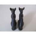 BASTET !! Rare Vintage Lot/Set of Two Egyptain Resin Cat Deity Figurines