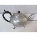 PEWTER !! Vintage Dimpled Pewter Teapot with Feet and Bakelite Handle