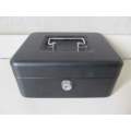 CASH BOX !! Contemporary Black Metal Cash Box 19.8cm Length