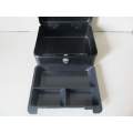 CASH BOX !! Contemporary Black Metal Cash Box 19.8cm Length