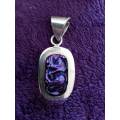 Mexican 925 Sterling Silver With Coloured Moulded Glass Pendant NEW