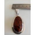 Mexican 925 Sterling Silver With Mahogany Obsidian Stone  Pendant NEW