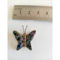 Mexican Alpaca Silver and Paua Abalone Shell Butterfly Brooch
