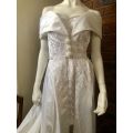 Wedding Dress - Unique, retro, two-piece, satin and lace with pearl detailing