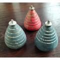 Vintage wooden spin tolletjie (x3 - different colours)