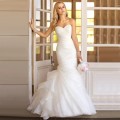 Beautiful Trumpet Style / Fit & Flair Crisp White Wedding Dress