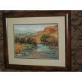 CHRISTOPHER HAW PAINTING WATER COLOUR. FRAMED. SIZE 47CM X 40CM INCLUDING FRAME