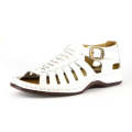 Omega Kgosi - White Soft Saddle Leather Sandal