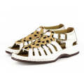 Omega Kgosi - White Soft Saddle Leather & Cheetah Print Sandals