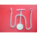 Beautiful sterling silver (925) Alphret fob chian with a 1917 king George half crown pendant.