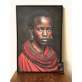 African Maasai Beauty - Framed Digital Print on Canvas (NEW)