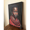 African Maasai Beauty - Framed Digital Print on Canvas (NEW)