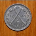 ` Southern Rhodesia 6 Pence 1947 `