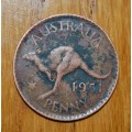 ` Australian Scarce 1951Y. 1 Penny `