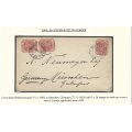 Transvaal: 1895 - The 3d letter rate to Europe from WOLMARANSSTAD. See below.