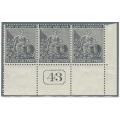 Cape 1884/90 strip of 3 with Squared `43` superb MNH. SACC 43. See below.