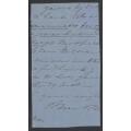 Cape Rarity: 1871 manuscript TROE TROE (Lower Olifants River?)/CLANWILLIAM/CAPE TOWN front.