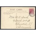 Cape: 1908 Historic postcard from KING WILLIAMS TOWN to the USA. See below.