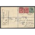 Union postal history: 1921 Uprated 5 1/2d Registered p/s envelope KROONSTAD to NEW YORK. See below.
