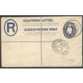 Union postal history: 1921 Uprated 5 1/2d Registered p/s envelope KROONSTAD to NEW YORK. See below.