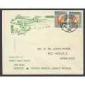 Union: 1937 First Flight Air Mail cover DURBAN to YEOVILE, ENGLAND. See below.