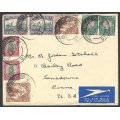 Union: 1937 Union-Castle Line envelope CAPE TOWN to LANSDOWNE, PENNSYLVANIA. See below.