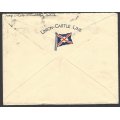Union: 1937 Union-Castle Line envelope CAPE TOWN to LANSDOWNE, PENNSYLVANIA. See below.
