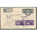 Union: 1947 registered cover & "First Notice" cachet TURFFONTEIN to NEW YORK. See below.