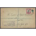 Union postal history: 1935 registered cover GERMISTON STATION to NEW YORK. See below.