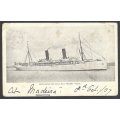 Cape Ocean PO: Scarce 1907 "RMS Saxon" card to Toise River, Cape Colony. See below.