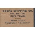 Union PAQUEBOT cover from DOCKS SHIPPING CO, Cape Town to MOSSEL BAY. See below.