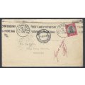 Union postal history: Scarce 1929 cover NEWVILLE & RETURNED LETTER OFFICE (1927 Pretoria 1d).
