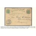 Transvaal: 1900 ROODEPOORT cds on uprated card to Germany. See below.