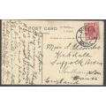 Natal/Transvaal Inter-provincial: Historic 1912 Ocean Beach card Durban/England. See below.
