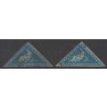 Cape Triangles: Two different 4d blues fine used. See below.