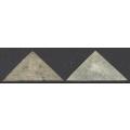 Cape Triangles: Two different 4d blues fine used. See below.