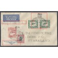 Union 1934 Scarce Air Mail cover with varieties to Limbe, Nyasaland. UHB 20 V1, 2. See below.