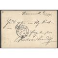 OFS 1895 (JA 9) Uprated 1/2d FIFTH PTG Stamp Brief Kaart Harrismith/GPO Natal/Noodsberg-road.