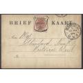 OFS 1894 (13 AU) 1/2d FIFTH PTG Stamp Brief Kaart Bloemfontein/Victoria West. See below.