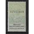 Bechuanaland 1888 Two shilling and six pence SPECIMEN FM. SACC 17S. See below.