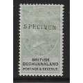 Bechuanaland 1888 Ten shillings SPECIMEN FM. SACC 19S. See below.