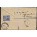 Union 1947 Registered cover Parkview to Umtali, S. Rhodesia. See below.